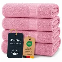 Komfortec Handtuch Set 4x Premium Handtuch Set - 50x100 cm, Frottee (4-St), 100% Baumwolle, mit Bordüre, Weich & Saugstark, Hotelqualität