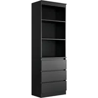 Homfa Hochschrank Bücherregal Bücherschrank mit 3 Schubladen Vitrinenschrank schwarz