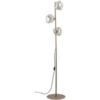 Licht-Erlebnisse Stehlampe UMERA, ohne Leuchtmittel, Metall Rauchglas G9 151 cm Beige Cognac 3-flammig Modern