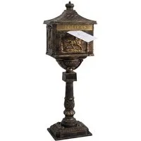 relaxdays Standbriefkasten Antik, Bronze