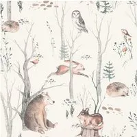 Rasch Vliestapete Waldtiere Beige Grau Braun Grün, Naturoptik, (1 Rolle, 1 St., Kollektion 'Kids World II' - 10,05 m x 0,53 m), gute Lichtbeständigkeit, feucht abwischbar, restlos abziehbar