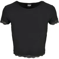URBAN CLASSICS T-Shirt Urban Classics Damen Ladies Cropped Lace Hem Tee (1-tlg)