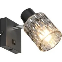 Reality Leuchten LED Wandstrahler, Dimmfunktion, LED wechselbar, Warmweiß, innen Wandleuchte, Spot mit Struktur Rauchglas schwenkbar, Höhe 16cm