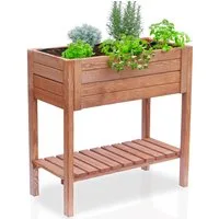 Onbest Hochbeet Holz mit Ablage und Innenvlies, 80x80x40cm (BxHxT), wetterfest, made in Europe
