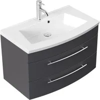 Magnolia Home Waschtisch Badmöbel Bella 80 mit runder Front SoftClose anthrazit