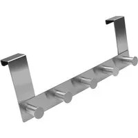 VonBueren Türgarderobe zum Einhängen Edelstahl 30 cm 5 Haken für Kleidung als Türhakenleiste, Passend für Türen mit oberem Falz bis 2 cm und etwa 2–3 mm Abstand zwischen Tür und Rahmen, Montage ohne Bohren
