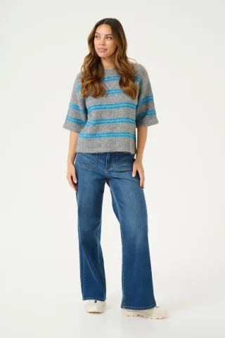 Strickpullover Loose fit blue grey multi