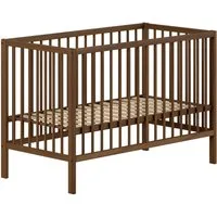 Vipack Babybett DINO, ideal für Ihr Kinderzimmer, Made in Europe, Buche massiv, 60/120cm, Liegehöhe 3-fach höhenverstellbar, Buche Nussbaumfarbig