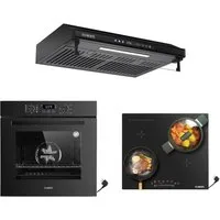 KB Elements Induktions Herd-Set KB-ELEMENTS Herdset Backofen 60cm, Kratzfestes Induktionskochfeld 60cm, Air Fry, Steam Clean, Kratzfeste Oberfläche, EU-Stecker