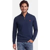 U.S. Polo Assn. Stehkragenpullover USKnooxx – Herren Half-Zip Strickpullover Baumwoll-Viskose-Mix, weiche Qualität und sportiver Look