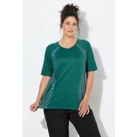 Ulla Popken T-Shirt Funktionsshirt Blüten/Leo V-Ausschnitt Halbarm