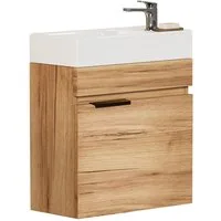 Yorbay Waschtisch Badmöbel Set mit Keramikbecken (Breite 41cm), Kompakter Unterschrank mit Waschbecken, Ideal für kleine Badezimmer