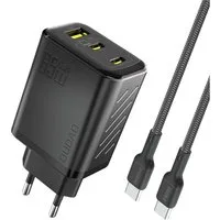 Dudao A29C USB-Ladegerät (3250 mA, Einzelladegerät inkl. USB-C auf USB-C Kabel, 65 W GaN Ladegerät mit 2x USB-C & 1x USB-A)