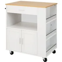 COSTWAY Küchenwagen, mit Arbeitsplatte, 3 Gewürzregalen & Schublade, rollbar