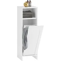 SoBuy Wäscheschrank BZR161, Wäscheschrank Badezimmerschrank, Badkommode schmal mit ausklappbarem Wäschesack Wäschesammler Wäschekorb Wäschetruhe