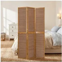 Homestyle4u Paravent 3 fach Raumteiler Holz Trennwand Braun washed Indoor Sichtschutz (3-teilig), faltbar
