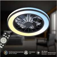 Briloner Leuchten LED Deckenleuchte Deckenventilator mit Licht dimmbar Nachtlicht CCT Sommer/Winter, CCT, LED fest integriert, CCT - Farbsteuerung, 48,5x14,5 cm, 49 Watt, Schlafzimmer, Wohnzimmer