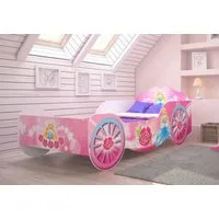 Kids Collective Kinderbett Kutsche Mädchenbett 70x140, 80x160 mit Rausfallschutz, Matratze optional, Prinzessin Kinder Spielbett 160x80