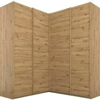 rauch Schwebetürenschrank Schrank Garderobe Eckkleiderschrank QUADRA Front in Dekor/Hochglanz (Maß 181x187 cm, Höhen 210/229 cm, inkl. Soft-Close-Funktion) extra großer Eckschrank inkl. Schubladeneinsatz MADE IN GERMANY