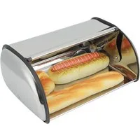 JEOBEST Brotkasten Brotkasten aus Edelstahl, Brotbox mit Rolldeckel, ca. 44 x 27 x 18cm, großer, flacher Oberseite