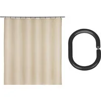SCHÖNER WOHNEN-Kollektion Duschvorhang »Mayour« Breite 180 cm (Set, 17-tlg), aus recyceltem Polyester, wasserabweisend, mit 16 Duschvorhangringen
