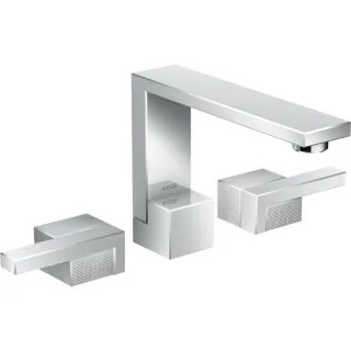 hansgrohe Axor Edge 3-Loch-Waschtischarmatur 46051000 chrom, Diamantschliff, mit Push-Open Ablaufgarnitur, Ausladung 173mm