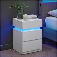 VASAGLE Nachttisch (1-St), mit LED-Beleuchtung, einstellbare Farben