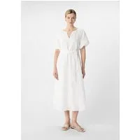 comma Midikleid Kleid Midi-Kleid aus Viskose mit Stickerei und Ballon-Ärmeln