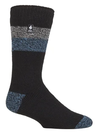Wärmehalter - Extra dicke Herren-Thermosocken für den Winter | Warme flauschige Fleece-Isoliersocken | Geschenke für Männer - Schwarz / Blau (Lindos)