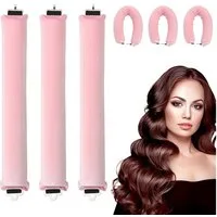 FOUORTUNATE-BEE Lockenwickler 3-teiliges hitzefreies Lockenwickler-Set für über Nacht, 3 tlg., Samt-Lockenwickler in Rosa für kurze und lange Haare