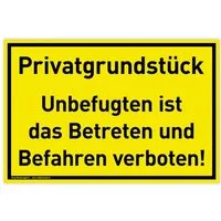 König Werbeanlagen Hinweisschild Schild Privatgrundstück, PVC 30 x 20 cm, Unbefugten ist das Betreten