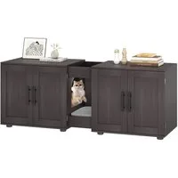 GarveeMore Katzentoilette Katzenklo Schrank Katzenhaus Katzenmöbel für 2 Katzen 140 x45 x57 cm