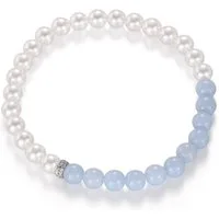 Firetti Armband Schmuck Geschenk Silber 925 Armschmuck Armkette Rondell, mit Amazonit, Zirkonia (synth) - mit Perle (synth)