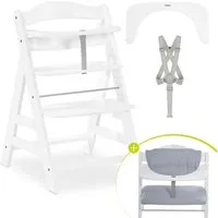 Hauck Hochstuhl Alpha Plus, Mitwachsender Holz Kinderhochstuhl verstellbar mit Sitzauflage & Gurt