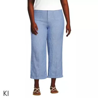 7/8-Hose aus Leinen für Damen in Plus-Größe, Damen, size: plus, Elfenbein, by Lands' End