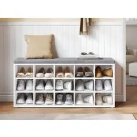 VASAGLE Schuhbank Sitzbank, Schuhregal mit Sitzfläche, mit Kissen und 15 Fächern, 105 x 30 x 48 cm