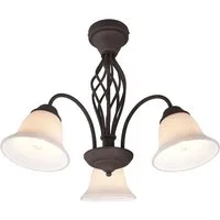 TRIO Leuchten LED Deckenleuchte, Dimmfunktion, LED wechselbar, extern dimmbar, Warmweiß, groß-e im Landhaus-stil Rostoptik mit 3 Glas Lampenschirmen, Ø 55cm