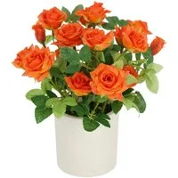 Kunstblume Wildrosen Busch im Topf Rosen, I.GE.A., Höhe 21 cm, Rosen Kunstrosen Kunstpflanze Blumen Künstliche Hochzeitsdeko