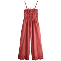 Next Jumpsuit Baumwoll-Overall mit weitem Bein, Kurzgröße (1-tlg)