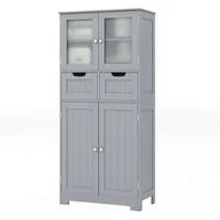 COSTWAY Badkommode, Badschrank mit Schublade, verstellbarem Regal, weiß 128cm