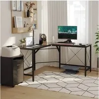 HOMCOM Eckschreibtisch Computertisch Schreibtisch L-Form Winkelschreibtisch (PC-Tisch, 1-St., Computetisch), MDF Schwarz 150 x 150 x 76 cm