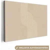 OneMillionCanvasses® Leinwandbild Parallele Linien - Leichte Textur - Beige, Fotodruck (1 St), Leinwand Bilder Klein, Wand Dekoration Aesthetic 30x20 cm