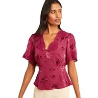 Love & Roses Kurzarmbluse Love & Roses Oberteil mit Satin + Spitze, Regular (1-tlg)