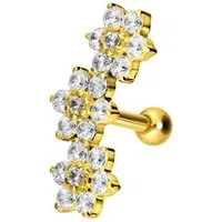 PIERCINGLINE Piercing-Set Titan Ohrpiercing 3 KRISTALLBLUMEN (Mini-Barbells, 1-tlg)