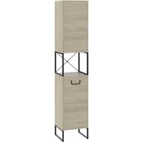 Vicco Hochschrank Vionna, Eiche/Schwarz, 36 x 185 cm mit 2 Türen (1-St)