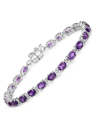 Vira Jewels Armband 925-Sterling Silber rhodiniert Amethyst oval
