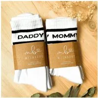 MeinBaby123® Tennissocken Geschenk zur Geburt - Tennissocken Daddy Mommy Set, Baby Babyparty, Schwangerschaft Geschenk, Familiensocken