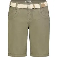 SUBLEVEL Bermudas Damen Sommer Stoffhose kurz mit buntem Flechtgürte Sommerhose, kurze Chinohose, Shorts mit Gürtel