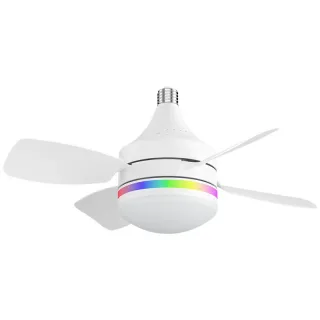 LED E27 Ceiling Fan Light Dimmable with Remote Control 3-Speed RGB Mood Lighting 3 Color Temperature Quiet Operation