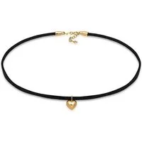 Elli Choker Lederkette synthetisch Herz Anhänger 925 silber